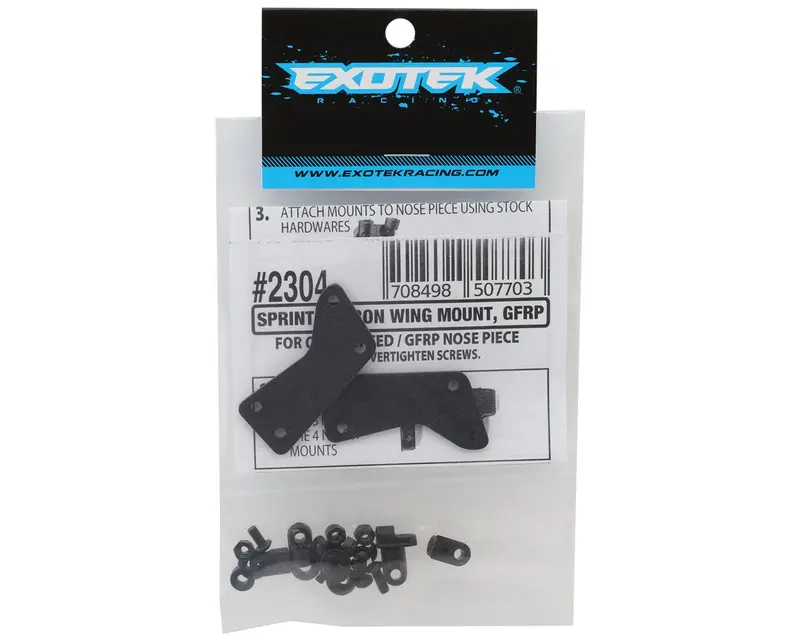 Exotek Gfrp/Quasi Speed Sprint Adjustable Hd Carbon Fiber Front Wing Mount Set, Exo2304 2