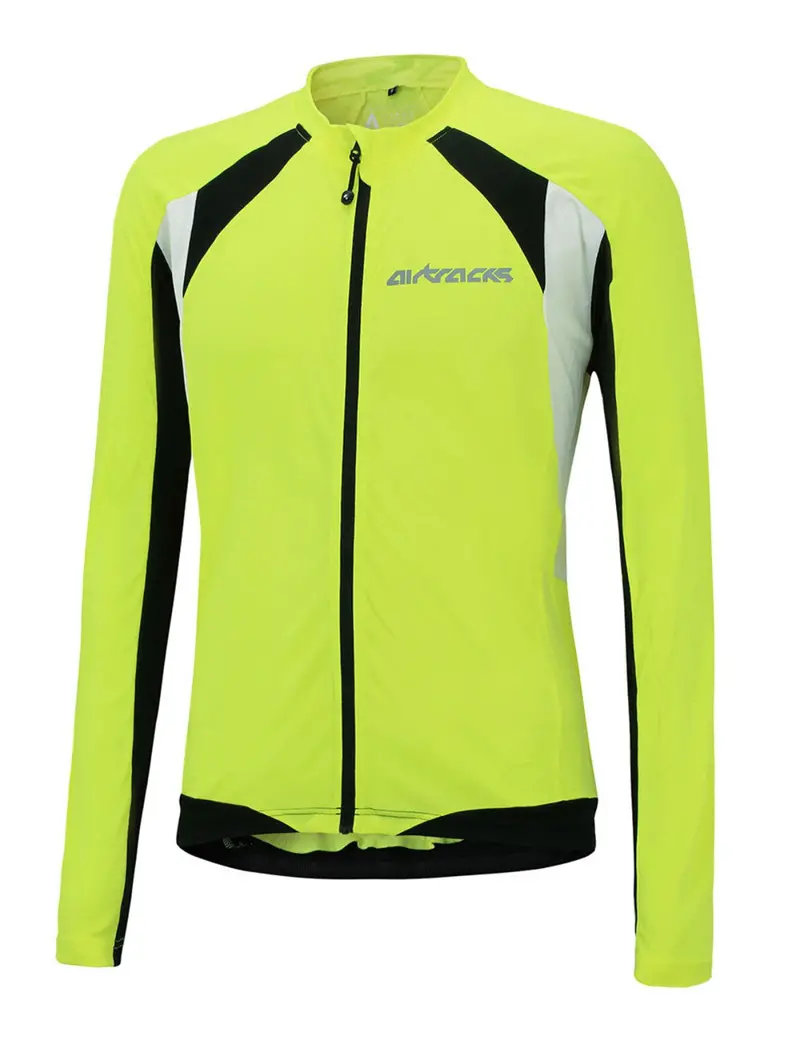 Fahrradtrikot Langarm Pro T Neon-Weiß 1