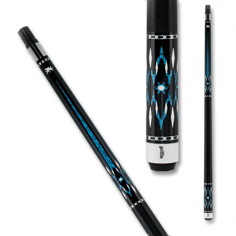 Griffin Pool Cue Gr42  Wrap Black And White And Blue 13Mm 19Oz 1