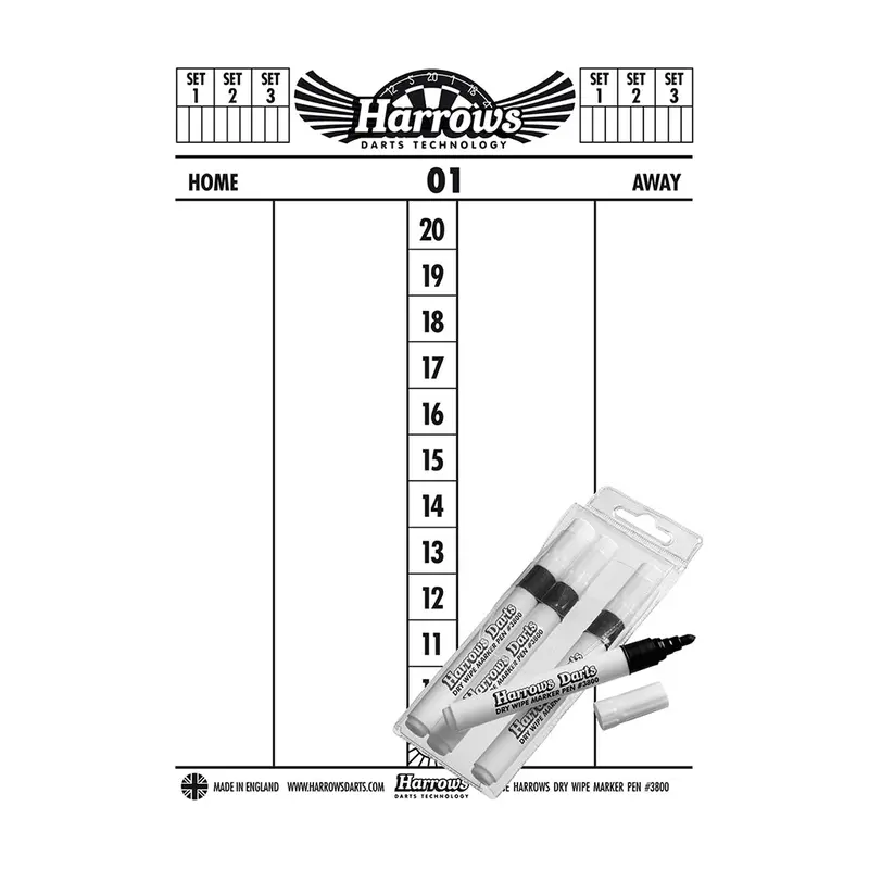 Harrows Dry Wipe Scoreboard With 4 Markers 1