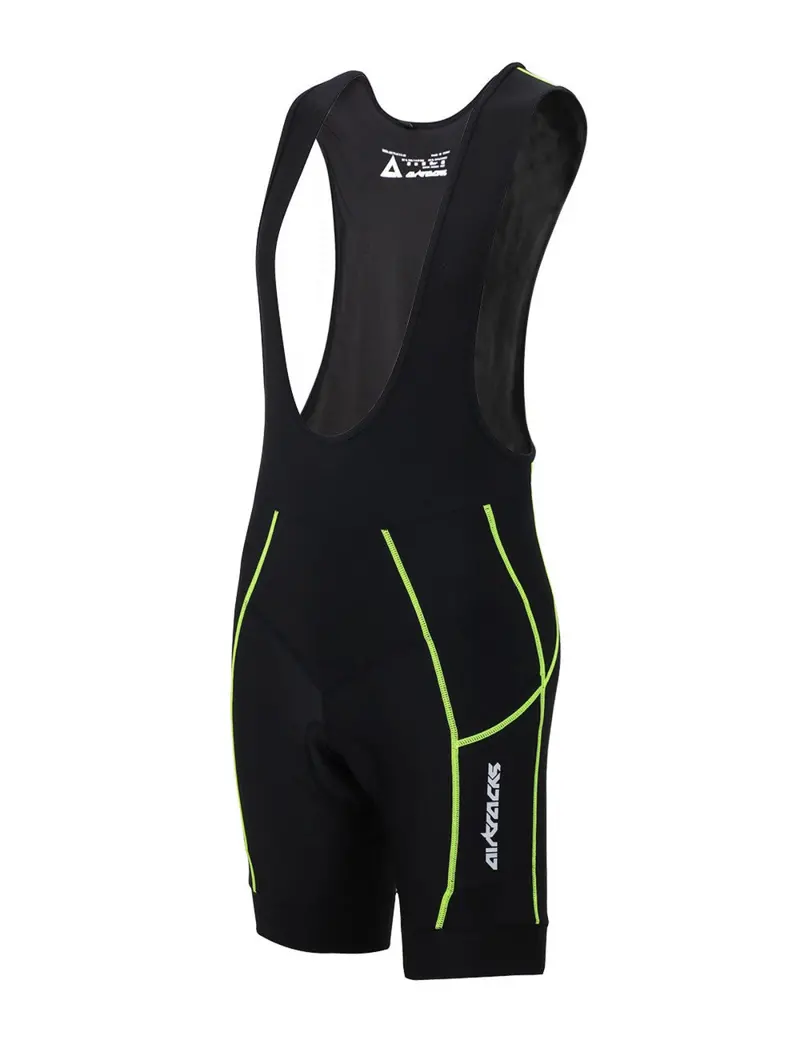 Herren Fahrradhose Kurz Radhose Mit Trägern Trägerhose Kurz Pro Schwarz-Neon 1