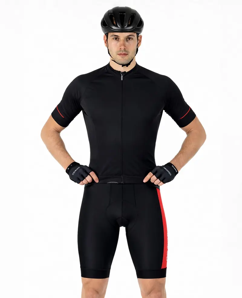 Herren Fahrradhose Kurz Radhose Pro Line Schwarz-Rot 1