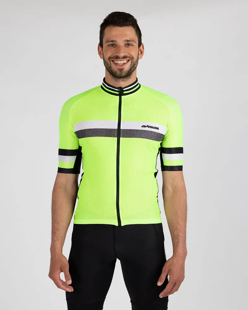 Herren Fahrradtrikot Kurzarm Pro Line Iii Neon-Schwarz 4