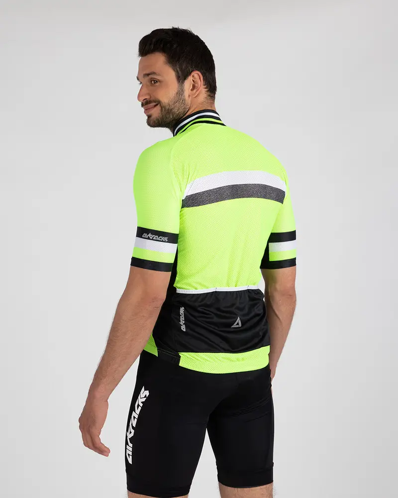 Herren Fahrradtrikot Kurzarm Pro Line Iii Neon-Schwarz 5