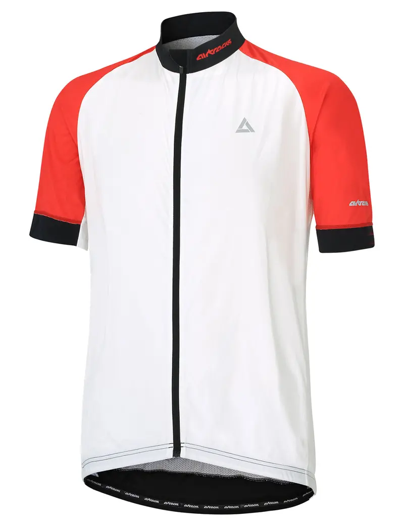 Herren Fahrradtrikot Kurzarm Radtrikot Pro Line Weiss Rot Schwarz 1