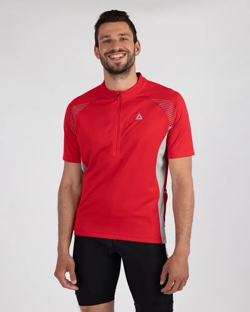 Herren Fahrradtrikot Kurzarm Radtrikot Team Ii Rot-Grau 1