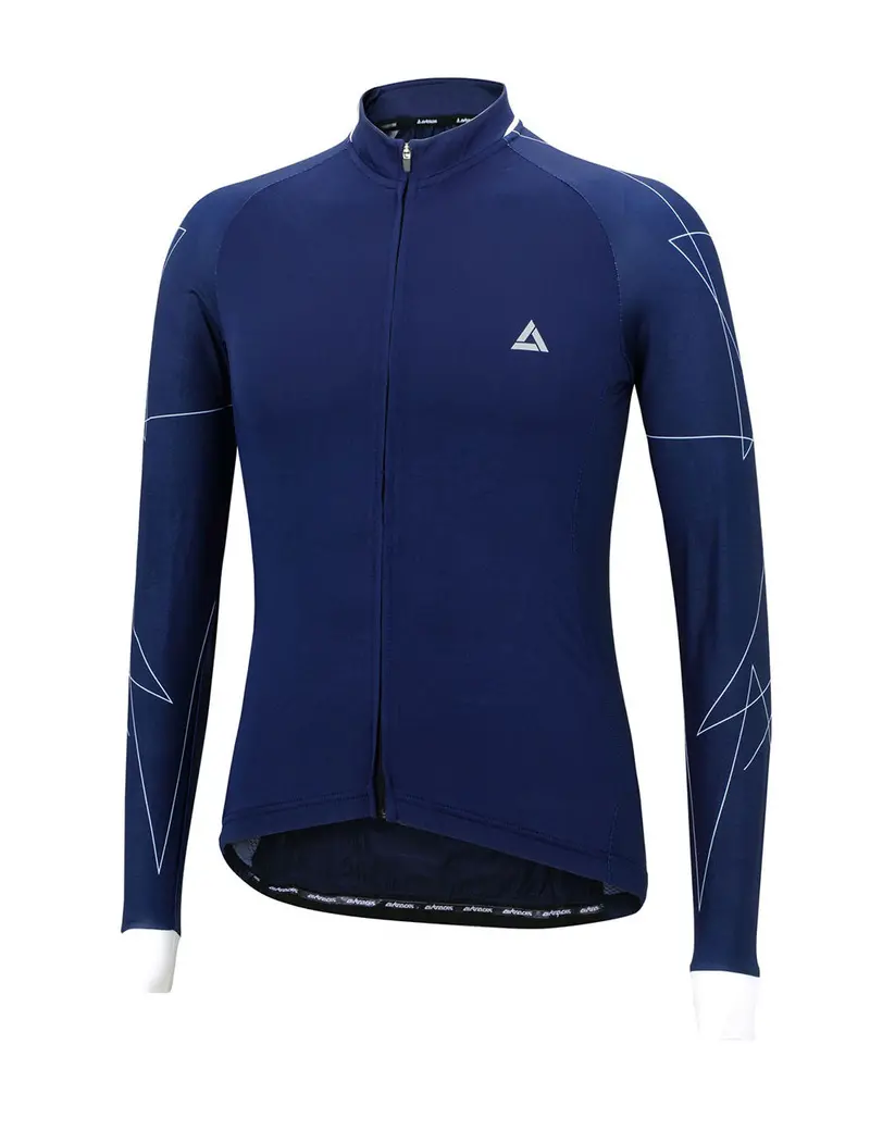 Herren Fahrradtrikot Langarm Pro Line Navy-Blau-Weiß Setprodukt 1