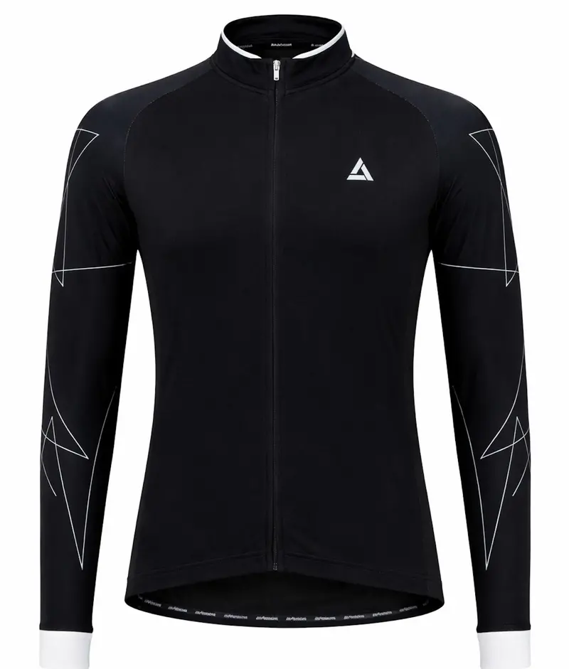Herren Fahrradtrikot Langarm Pro Line Schwarz Weiß 1