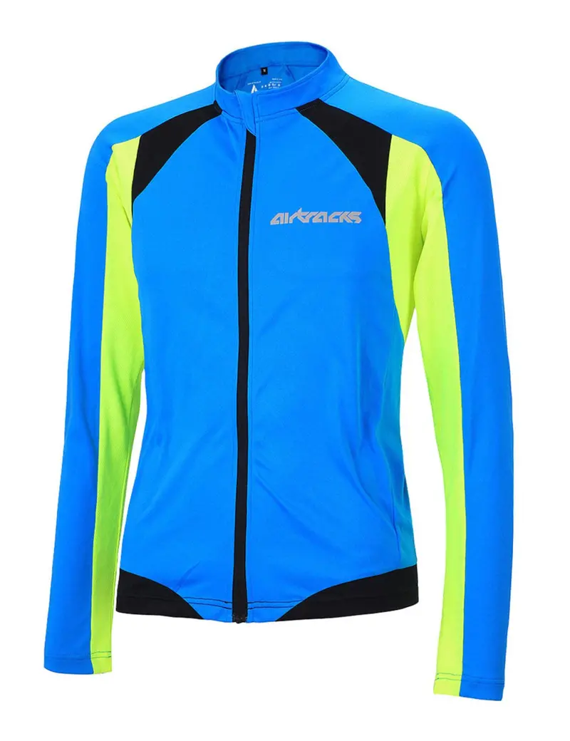 Herren Fahrradtrikot Langarm Pro T Blau-Neon 1