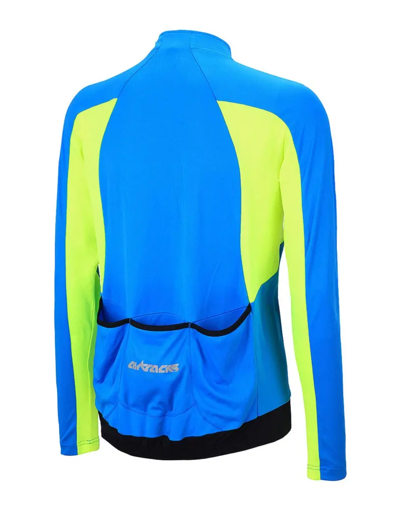 Herren Fahrradtrikot Langarm Pro T Blau-Neon 2
