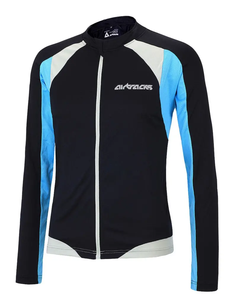 Herren Fahrradtrikot Langarm Pro T Schwarz-Blau 1