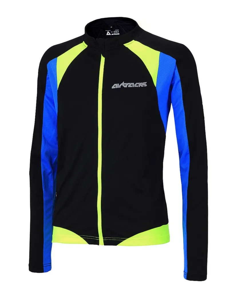 Herren Fahrradtrikot Langarm Pro T Schwarz-Neon 1