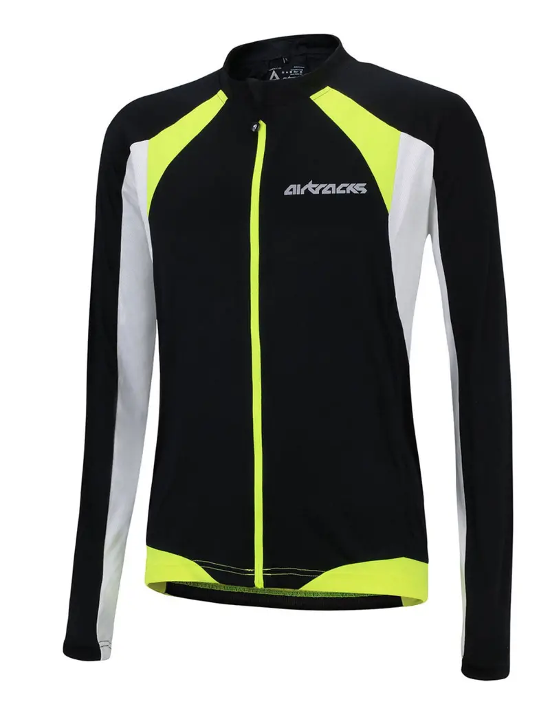 Herren Fahrradtrikot Langarm Pro T Schwarz-Weiß 1