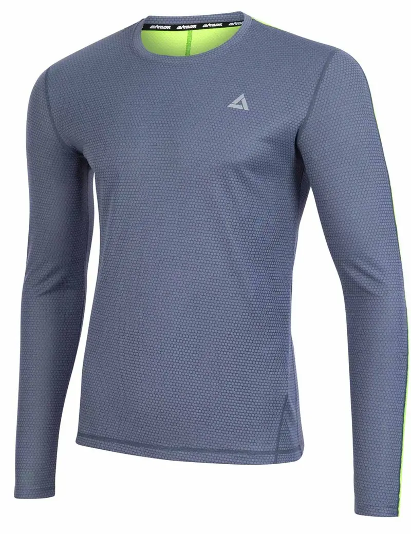 Herren Funktions Laufshirt Langarm Pro Line Grau Neon 1