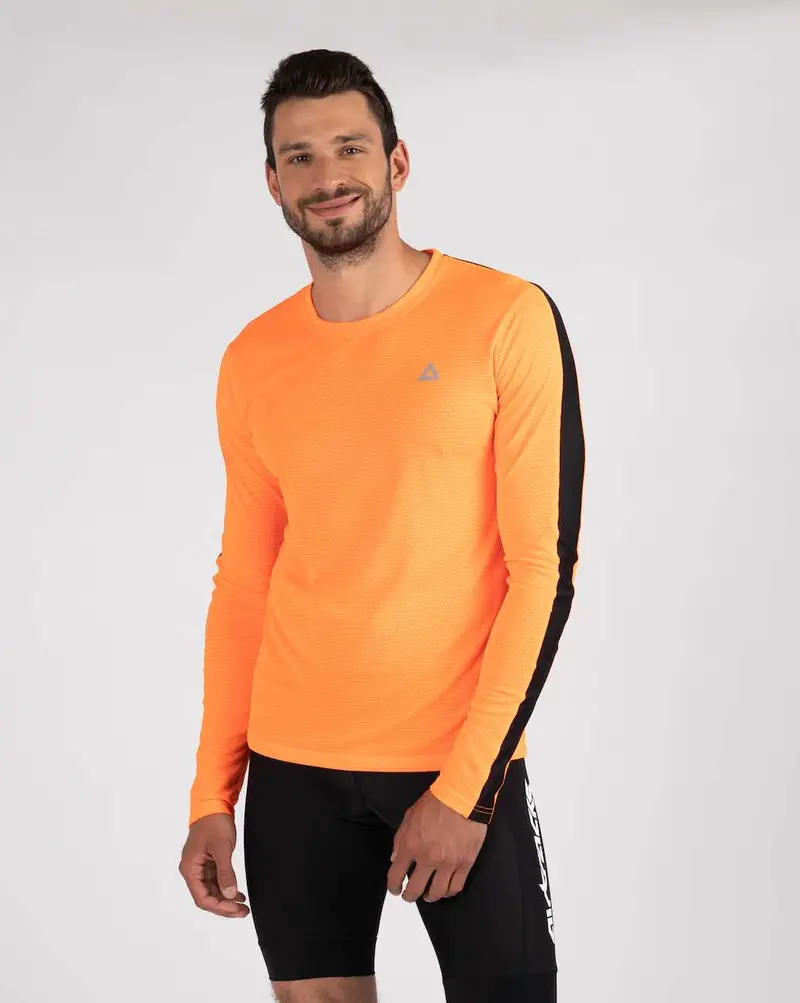 Herren Funktions Laufshirt Langarm Pro Line Orange-Schwarz Setprodukt 1