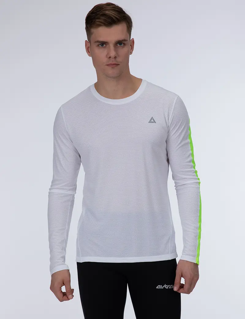 Herren Funktions Laufshirt Langarm Pro Line Weiss-Neon Setprodukt 1