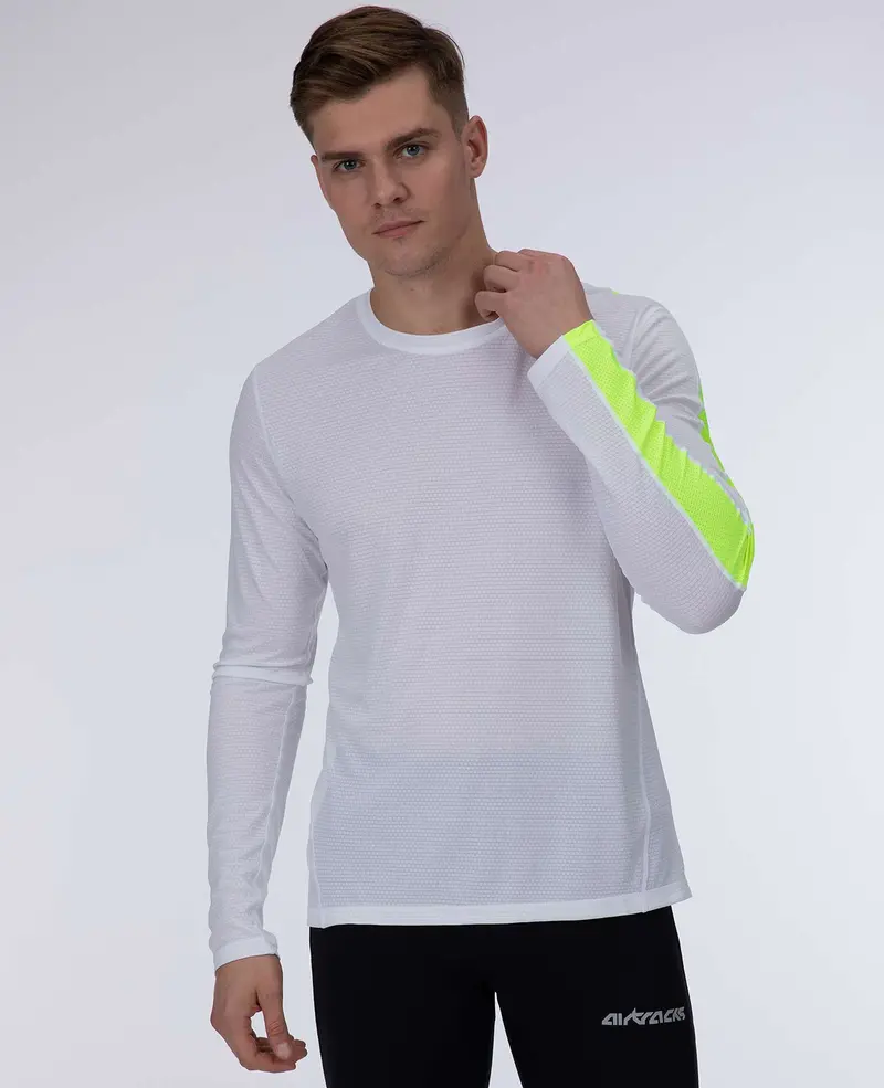 Herren Funktions Laufshirt Langarm Pro Line Weiss-Neon Setprodukt 3