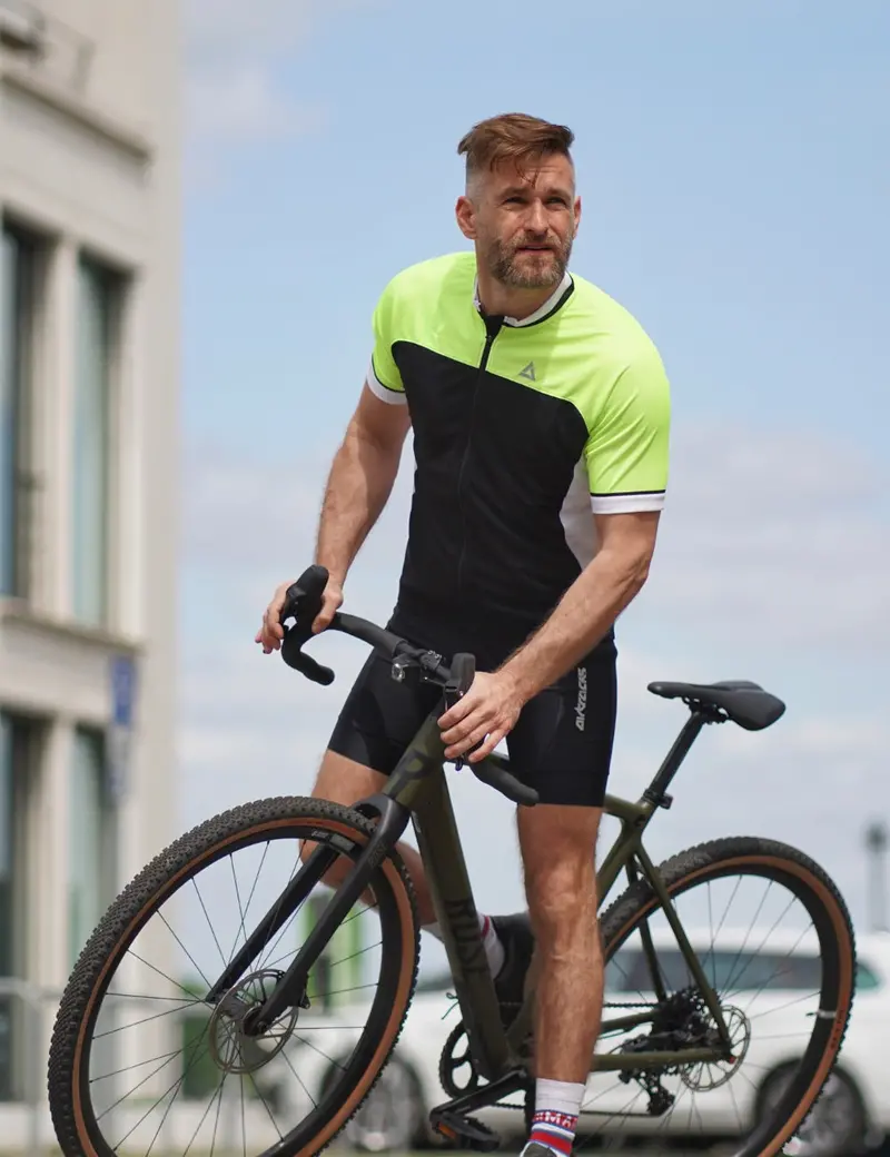 Herren Radtrikot Set Fahrradtikot Kurzarm Pro T Ii + Trägerhose Kurz Pro Schwarz Neon 1