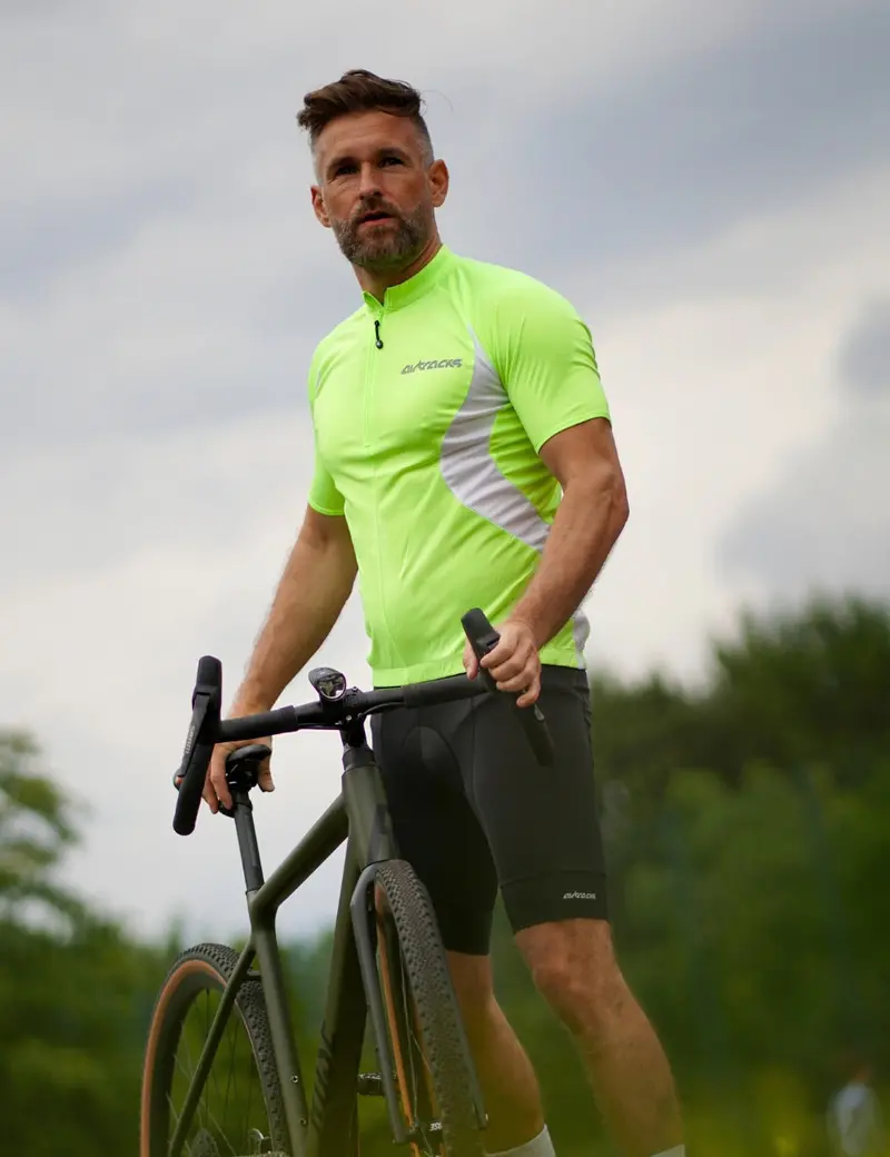 Herren Radtrikot Set Fahrradtrikot Kurzarm Team + Trägerhose Kurz Pro 1