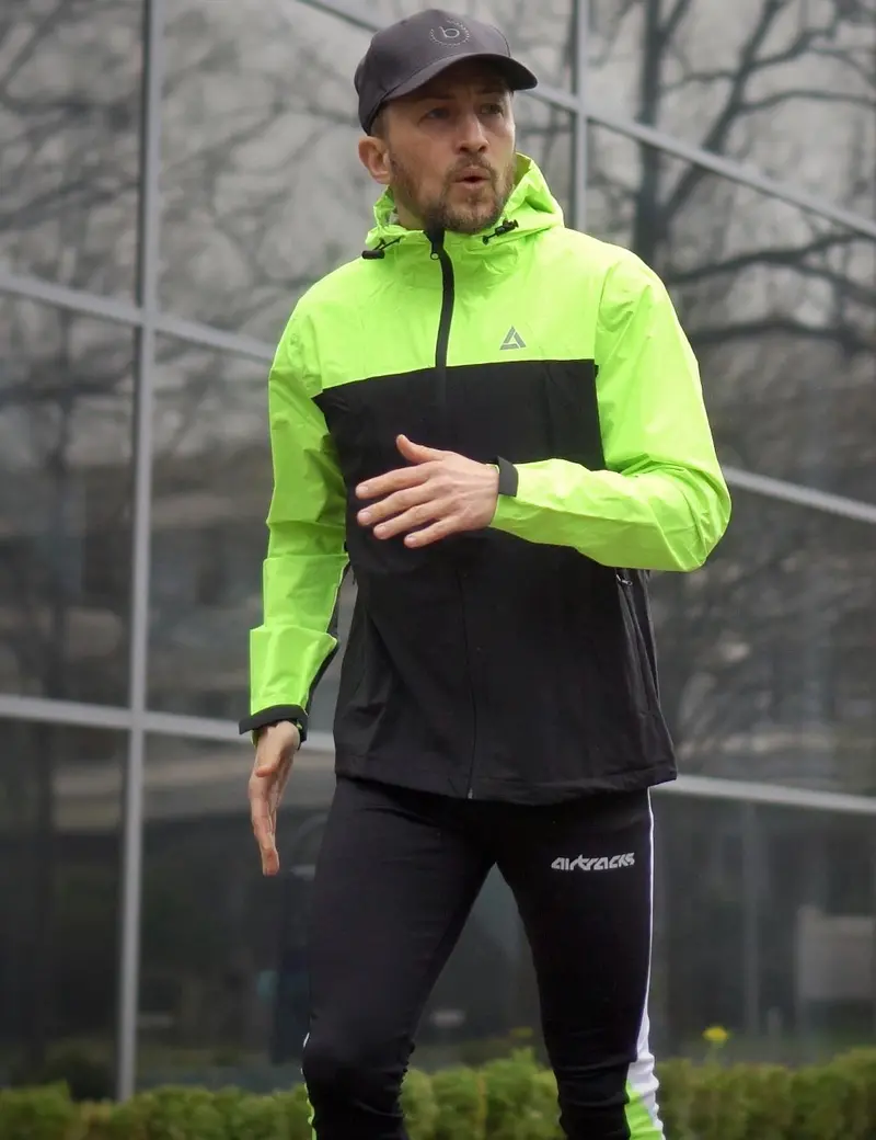 Herren Regenjacke-Fahrradjacke Mit Kapuze Pro Line Schwarz-Neon Setprodukt 1