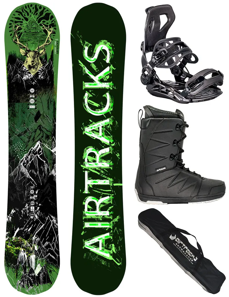 Herren Snowboard Set Forest King Carbon + Bindung Master Me + Boots Star + Sb Bag 1