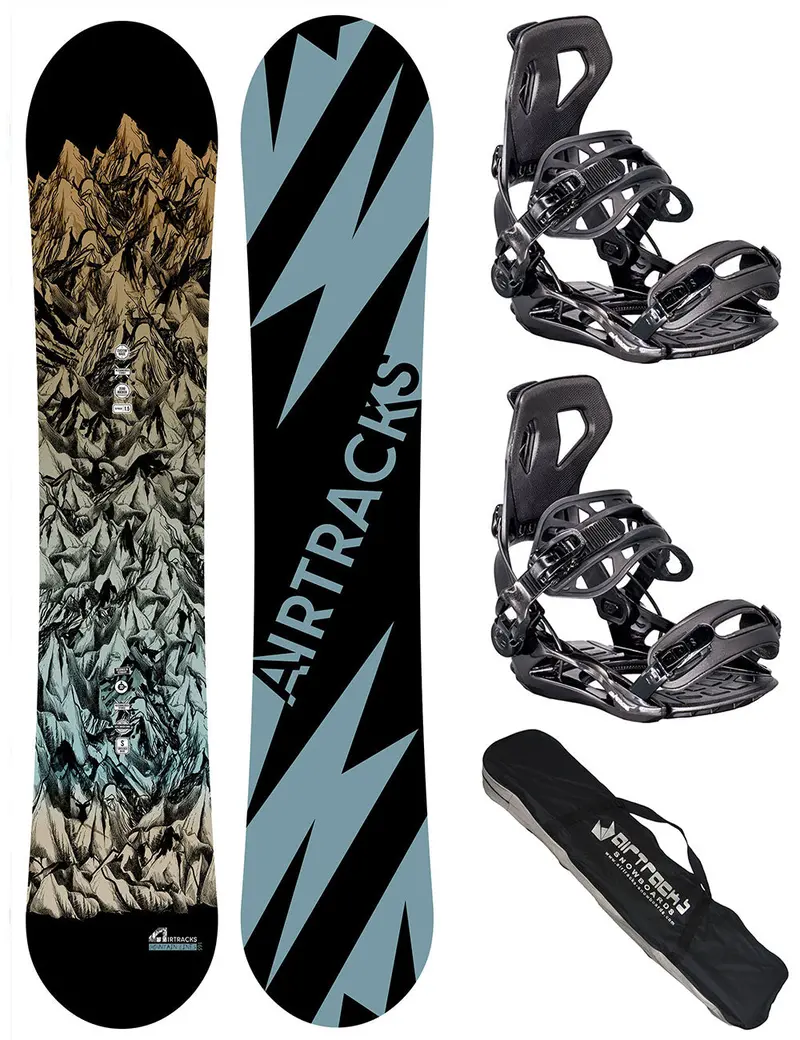 Herren Snowboard Set Mountain Lines + Bindung Master Me + Sb Bag 1