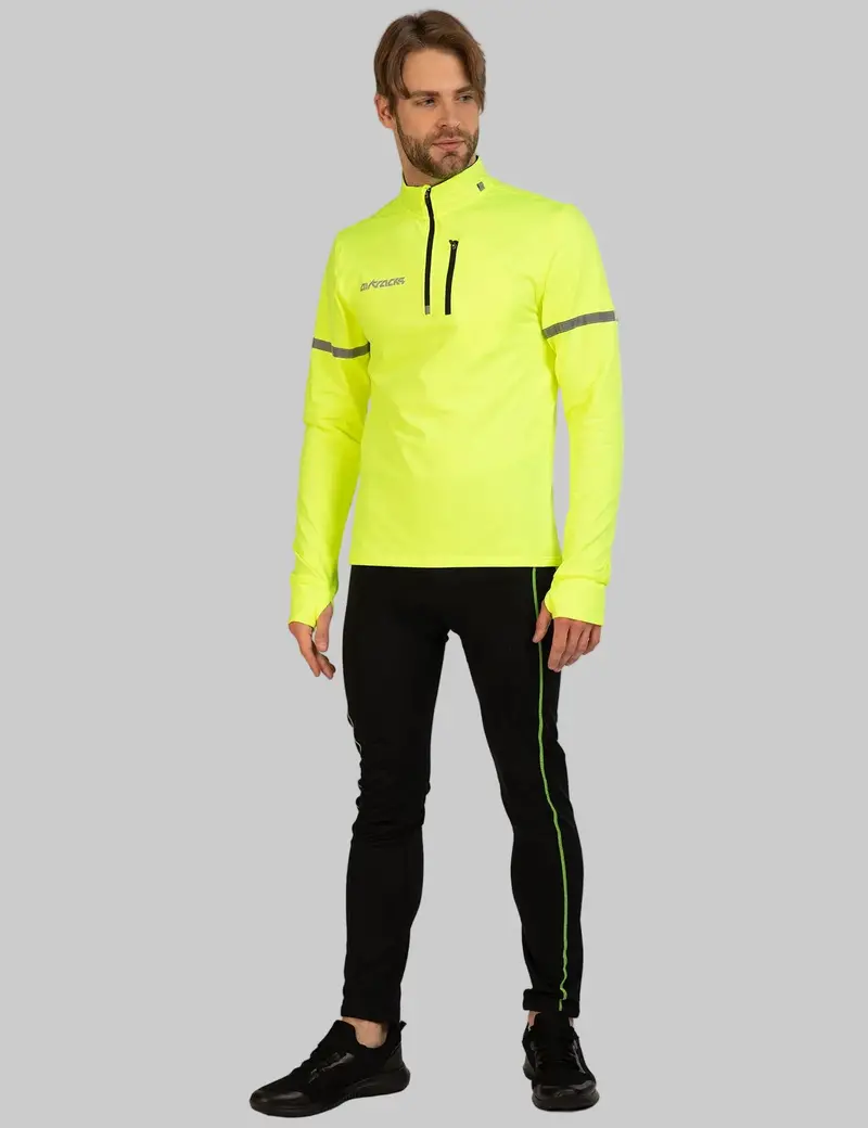 Herren Thermo Fahrradhose Lang Schwarz Neon 1