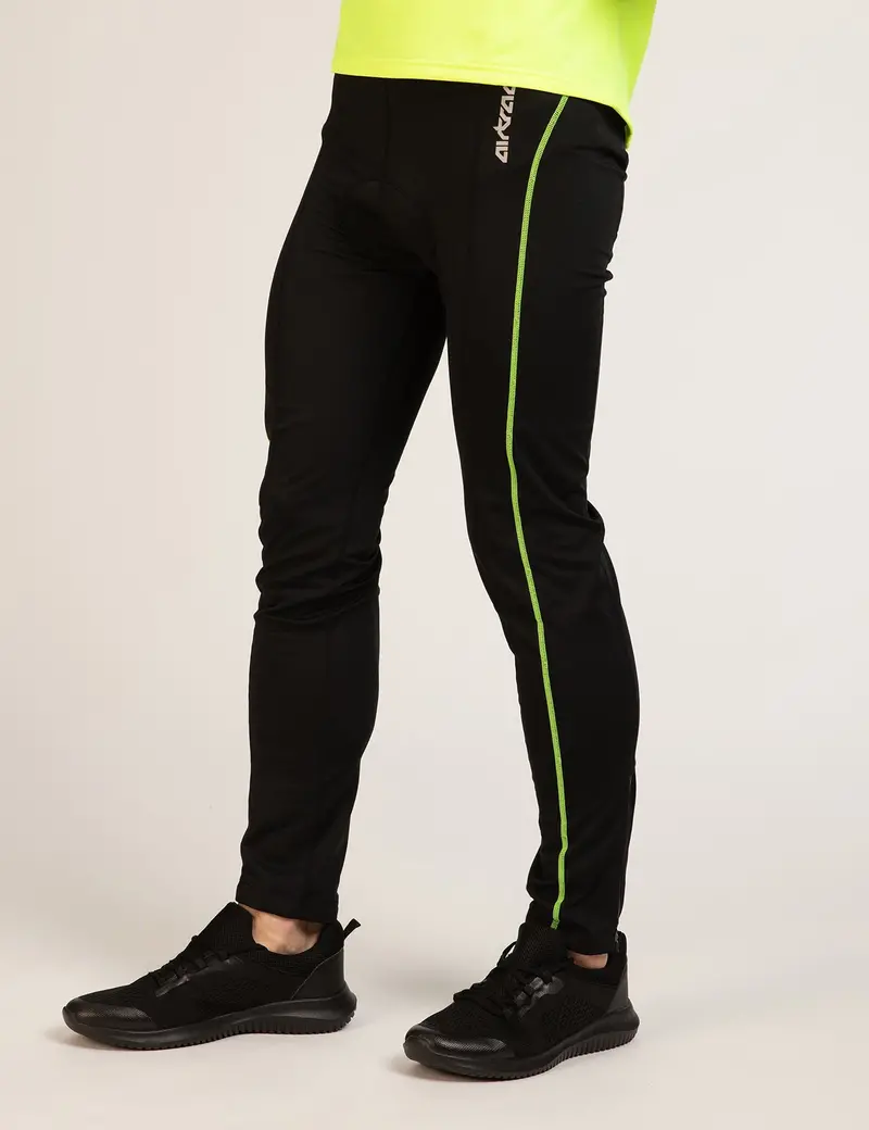 Herren Thermo Fahrradhose Lang Schwarz-Neon Setprodukt 4