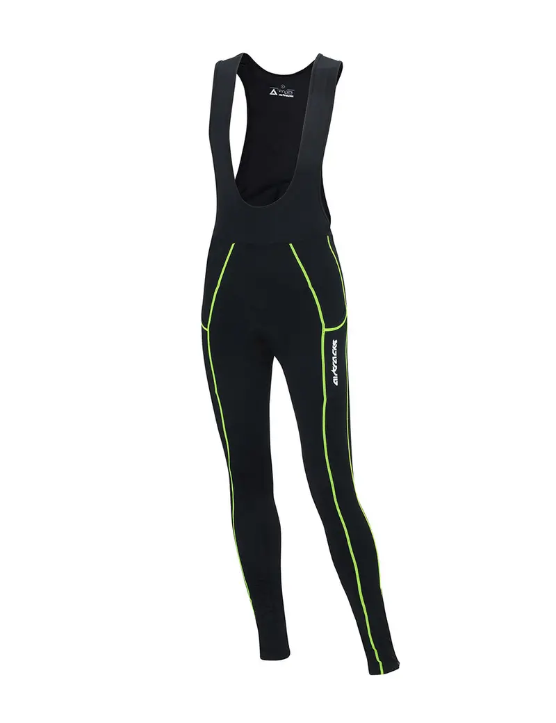 Herren Thermo Fahrradhose Lang Trägerhose Pro Schwarz-Neon Setprodukt 1