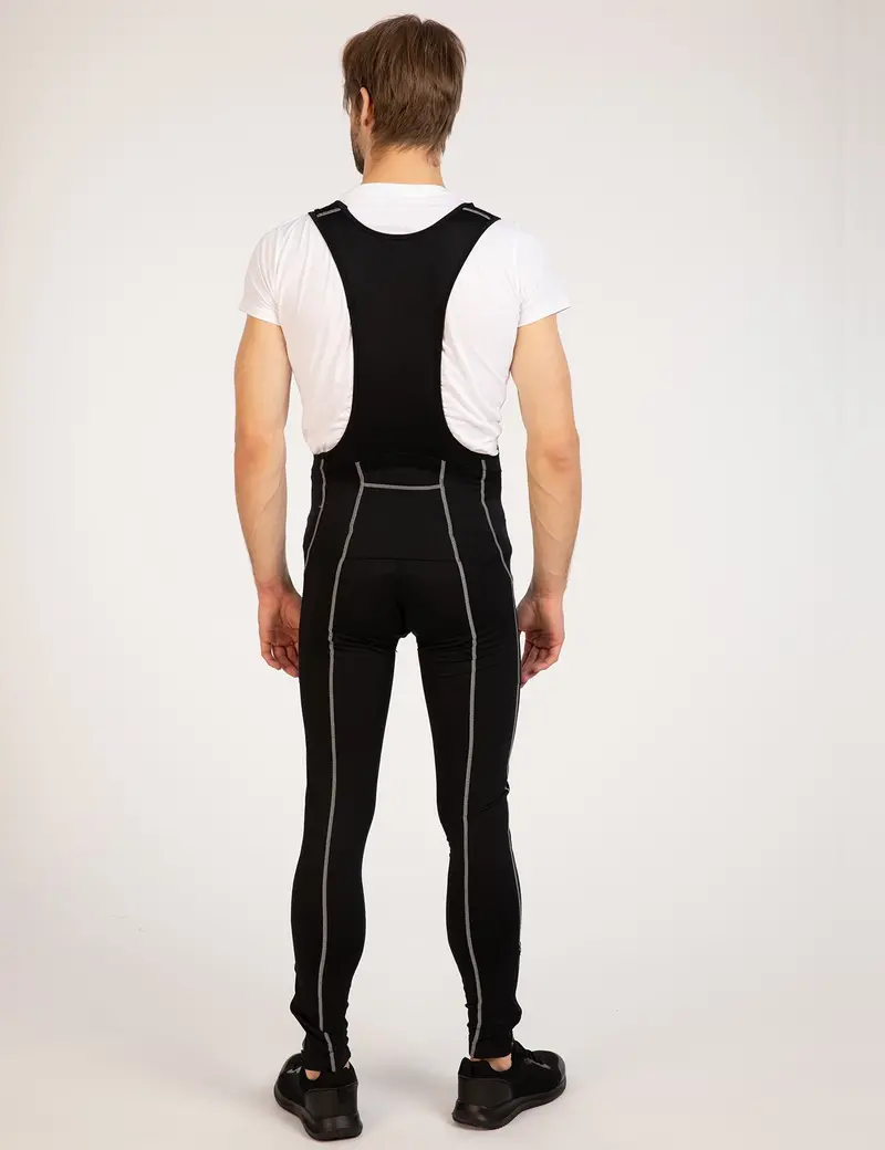 Herren Thermo Fahrradhose Lang Trägerhose Pro Schwarz-Silber Setprodukt 4