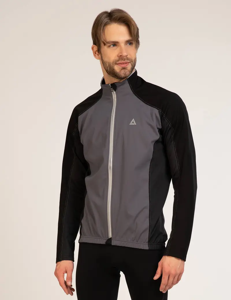 Herren Thermo Fahrradjacke Comfort Line Schwarz Grau 1