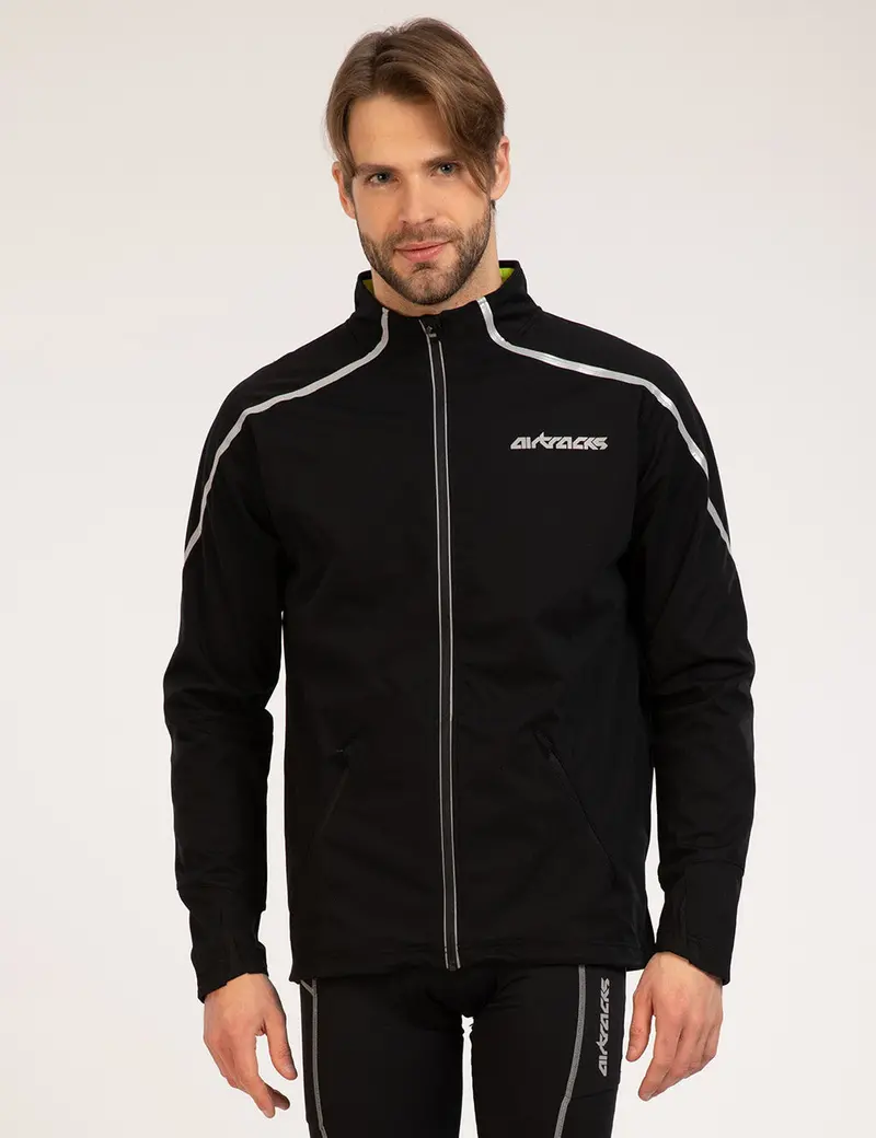 Herren Thermo Fahrradjacke / Laufjacke Air Tech Schwarz Setprodukt 4