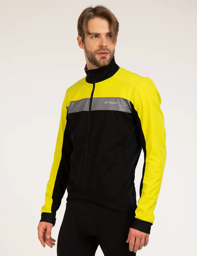 Herren Thermo Fahrradjacke Pro Team Schwarz Neon Setprodukt 4