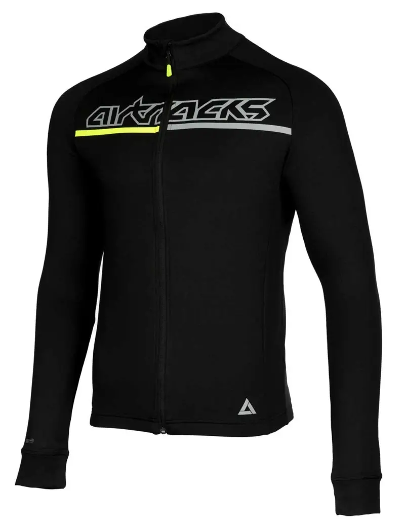 Herren Thermo Fahrradtrikot Langarm Pro Team Schwarz-Neon 2