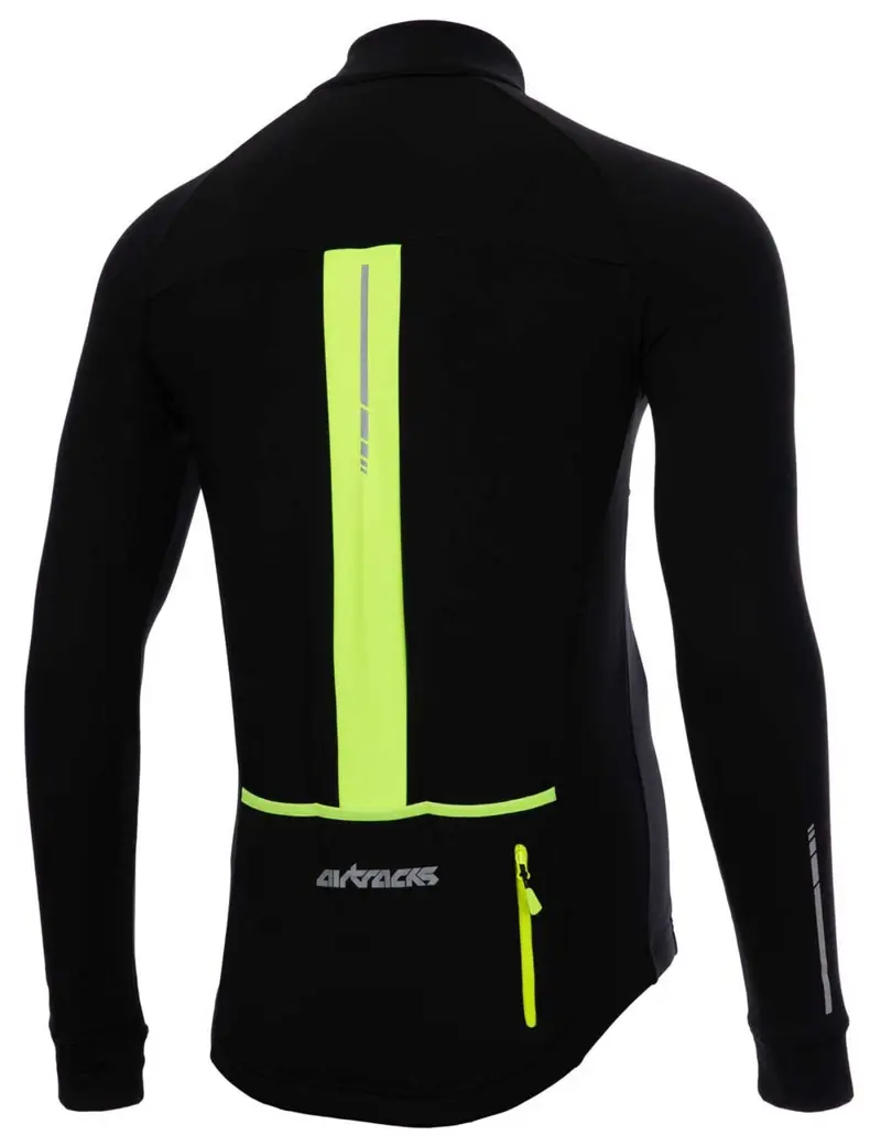 Herren Thermo Fahrradtrikot Langarm Pro Team Schwarz-Neon 3