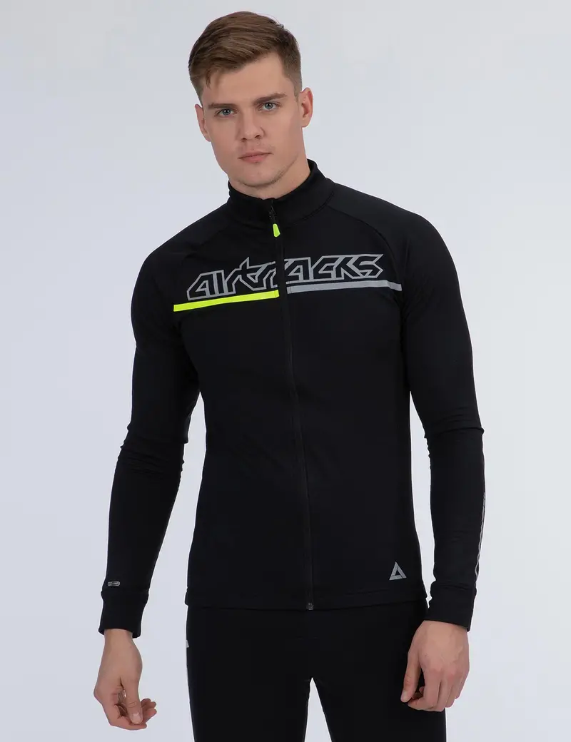 Herren Thermo Fahrradtrikot Langarm Pro Team Schwarz-Neon Setprodukt 1