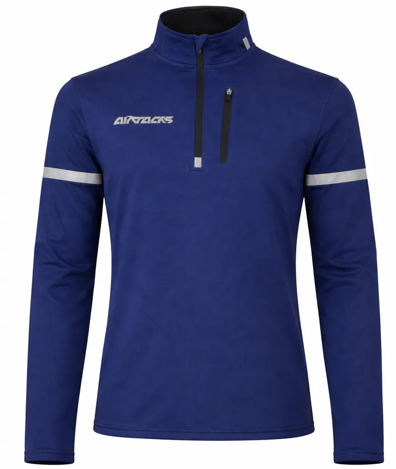 Herren Thermo Fahrradtrikot - Laufshirt Langarm Navy Blau 1