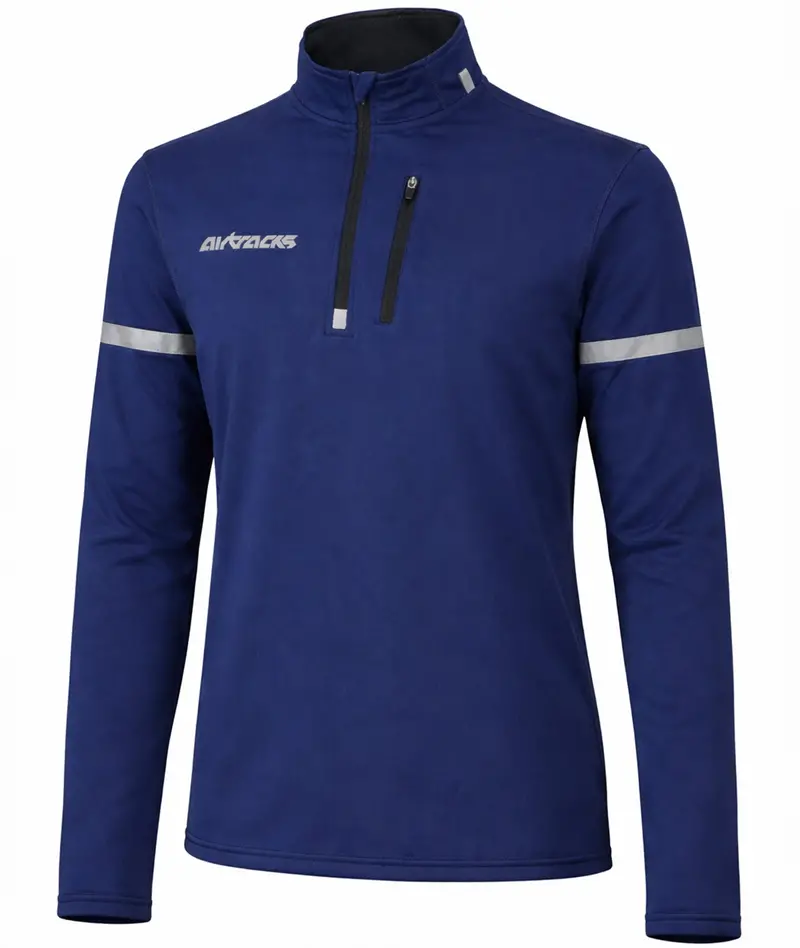 Herren Thermo Fahrradtrikot - Laufshirt Langarm Navy Blau 3