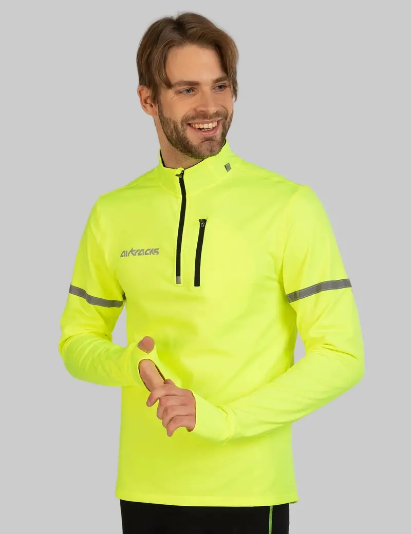 Herren Thermo Fahrradtrikot - Laufshirt Langarm Neon 1