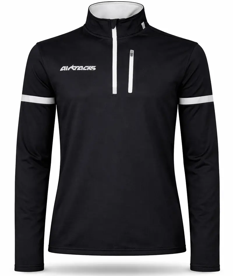 Herren Thermo Fahrradtrikot - Laufshirt Langarm Schwarz 1