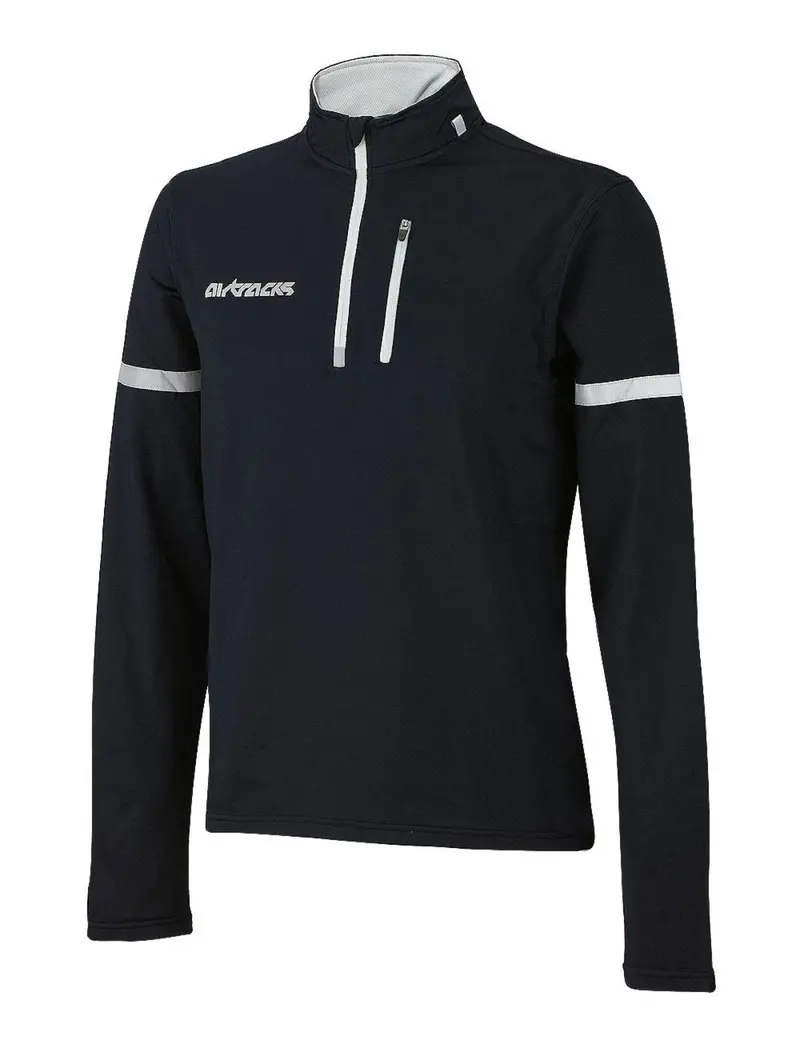 Herren Thermo Fahrradtrikot - Laufshirt Langarm Schwarz 3