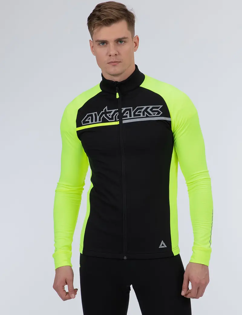 Herren Thermo Langarmtrikot Pro Team Neon-Schwarz Setprodukt 1
