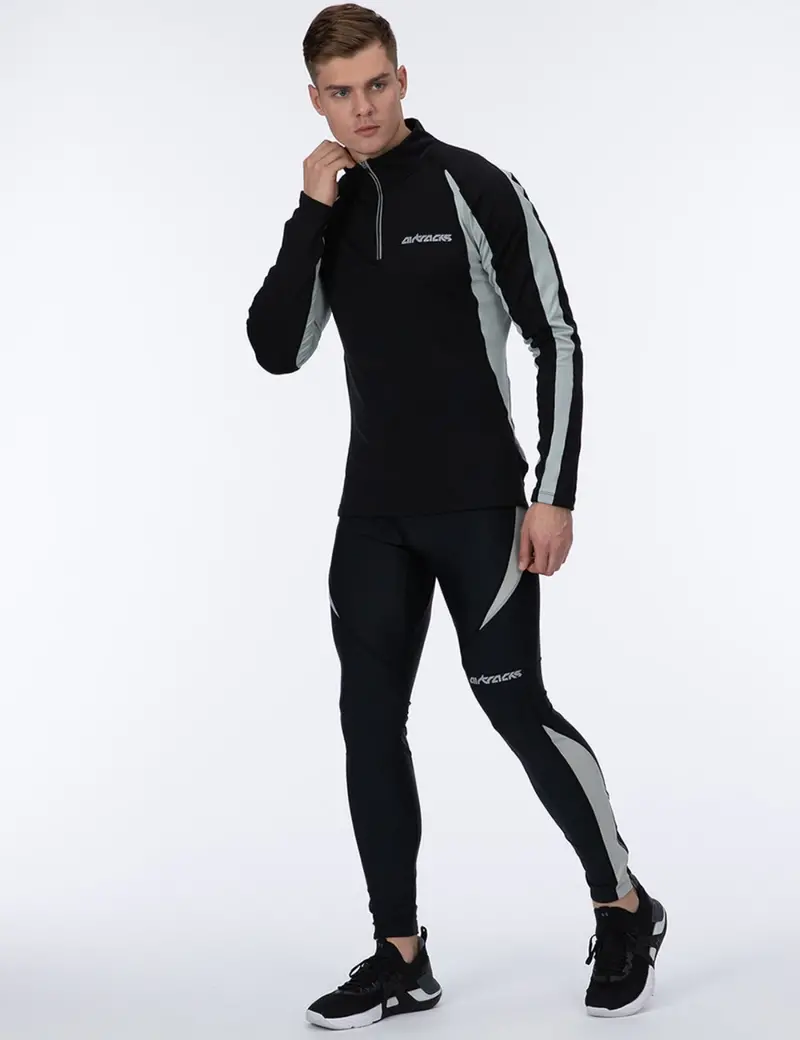 Herren Thermo Laufhose Lang Pro Schwarz 1