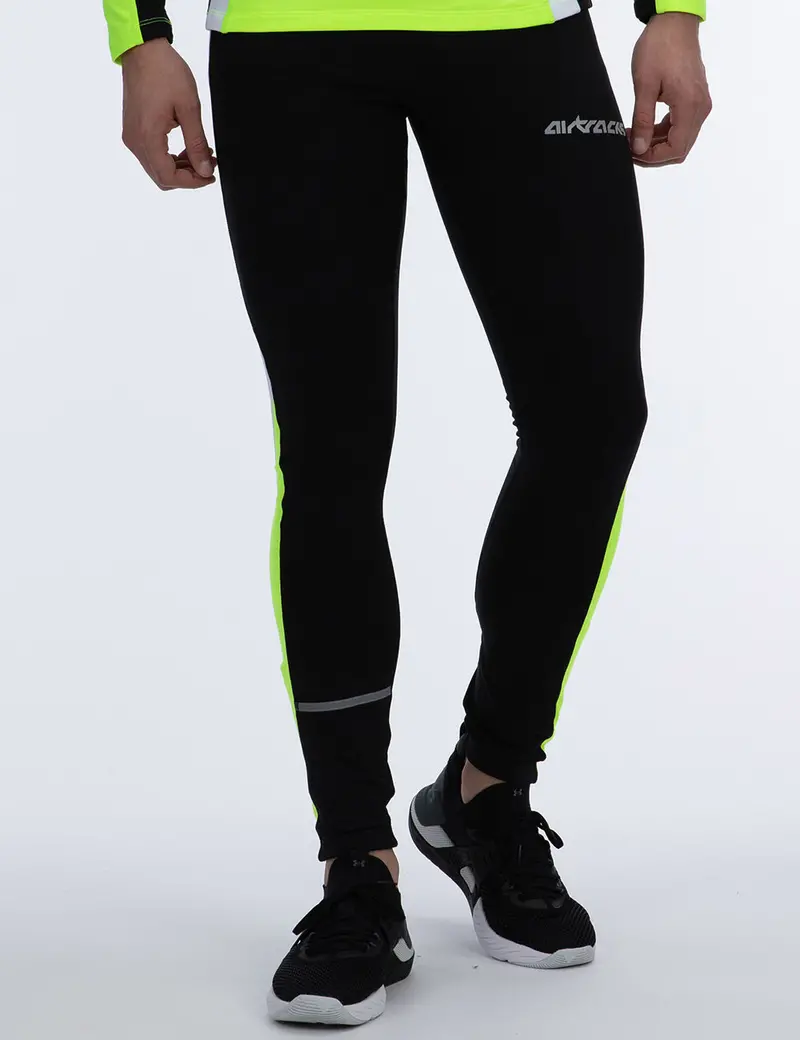 Herren Thermo Laufhose Tight Lang Schwarz Neon Setprodukt 5