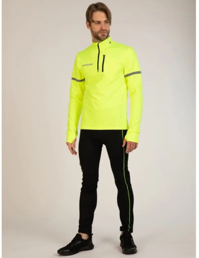 Herren Thermo Radtrikot Set Fahrradhose Lang + Fahrradtrikot Langarm Neon 1