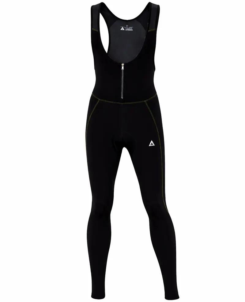 Herren Winter Fahrradhose Lang Mit Trägern Comfort Line - Fleece Thermoradhose Schwarz-Neon 1