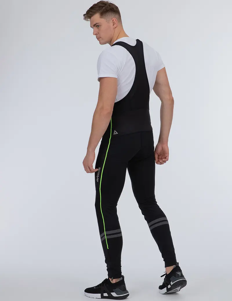 Herren Winter Fahrradhose Lang Trägerhose Pro Line Ii Schwarz-Neon Setprodukt 1