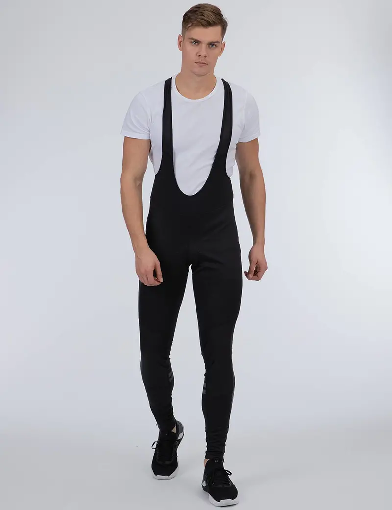 Herren Winter Fahrradhose Lang Trägerhose Pro Line Ii Schwarz-Silber Setprodukt 1