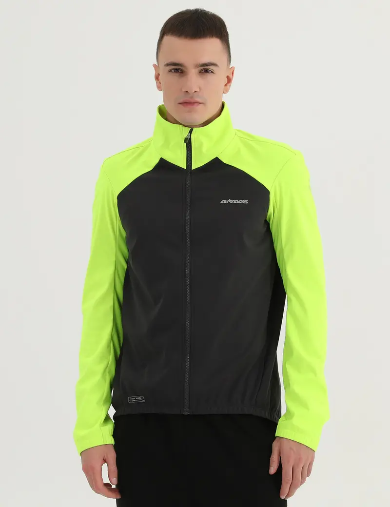 Herren Winter Fahrradjacke Softshell Thermoradjacke Advance Line Grau-Neon 1