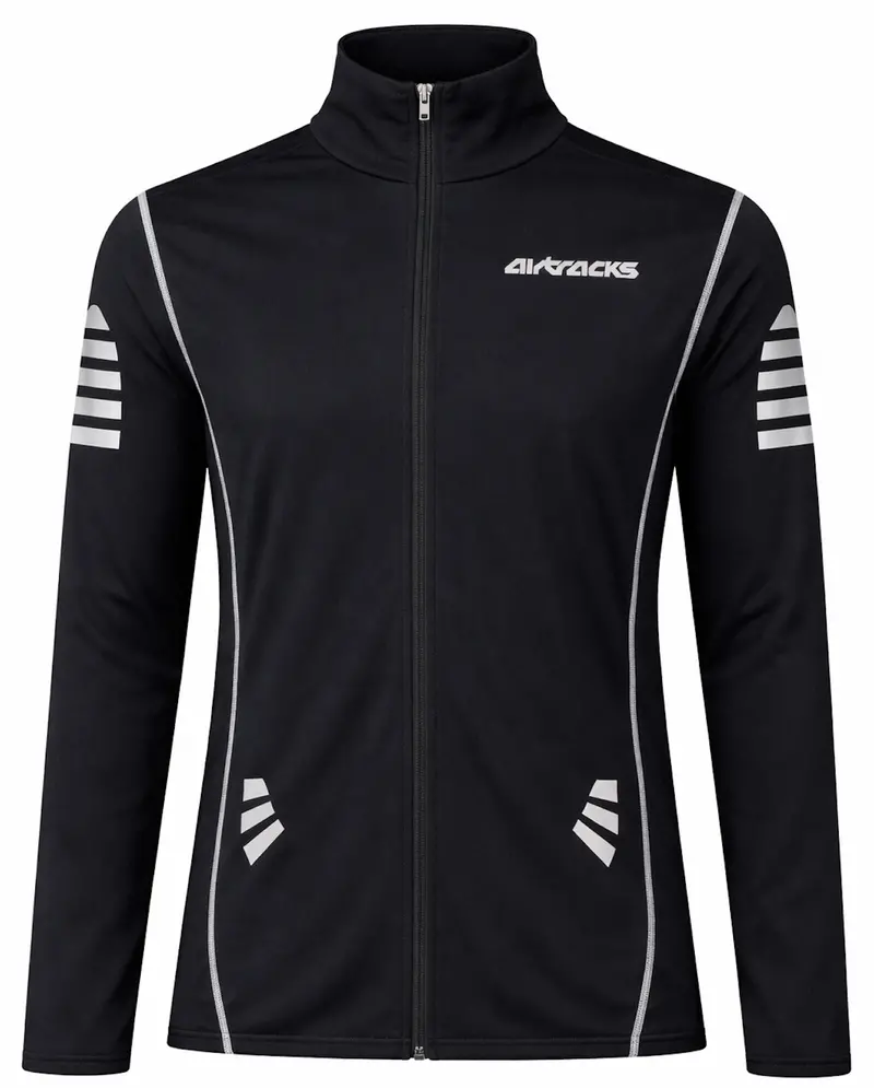 Herren Winter Fahrradtrikot Langarm Pro Fleece Thermotrikot Schwarz-Silber 1